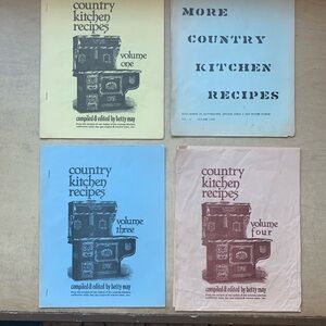 RARE Vintage Country kitchen recipes volume 1, 2, 3,4 betty may country ephemera